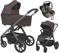 Детская коляска 3 в 1 Espiro Yoga 2026 и автокресло Pi Beige 208 Chokolate