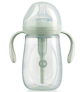 Бутылочка с ручками Happy Baby с силиконовой соской 300 мл sage