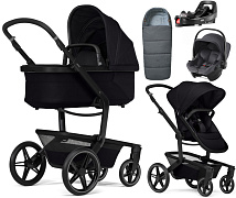 Детская коляска 4 в 1 Joolz Day 5 и автокресло Baby-Safe Core Midnight Grey и база Vario Base 5Z + конверт в подарок Space black