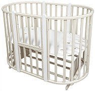 Детская кроватка-трансформер Антел Иван Царевич 4 в 1 маятник поперечный,колеса кашемир/белый