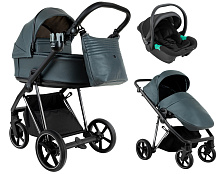 Детская коляска Roan Sol Vintage Luxury Leather 2.0 3 в 1 с автокреслом Pituso Santiso Pro VEGA79DB Atlantic Deep/Nickel/руч.Black