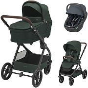Коляска детская Maxi-Cosi Oxford Plus 3 в 1 с автокреслом Coral 360 Essential Graphite 1978403110 Twillic Green/Зеленый