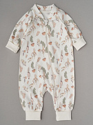 Комбинезон растущий на молнии Little Star интерлок 13016 (мз) цветочки, птички и клубнички, крем 68