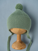 Шапочка вязаная с пом-поном Little Star Капитошка 0075 (ЧЗ-нк) серо-зеленый 36