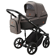 Детская коляска Adamex Amelia 3 в 1 AM244-TIP (ШОКОЛАД.ТК.+ЧЁРН. КОЖА)