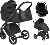 Детская коляска Roan Bass Next Кожа 3 в 1 с автокреслом Tutis Elo Lux Black RN088/1 Black/Black