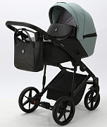 Детская коляска Adamex Mobi Deluxe 3 в 1 M-SD14 (СЕРО-ЗЕЛЕНЫЙ+ЧЕРНАЯ КОЖА)