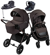 Детская коляска AmaroBaby Phenom 4 в 1 с автокреслом Rant Miro Dark Grey и базой шоколадный