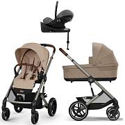 Коляска Cybex Balios S Lux TPE complete Cloud G Lava Grey Plus Base G 4 в 1 Almond Beige с дождевиками