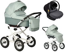Детская коляска Indigo Barbara 21 Classic 3 в 1 с автокреслом Avionaut Cosmo Grey Ba02 шалфей