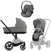 Коляска Cybex Priam IV Rosegold complete и автокресло Cloud G i-Size Lava Grey 3 в 1 Mirage Grey