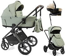 Детская коляска Peppy Soho 4 в 1 с автокреслом Jet Beige и базой Oregano (орегано), рама серо-бежевый