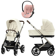 Коляска Cybex Talos S Lux TPE complete Cloud T Peach Pink Plus 3 в 1 Seashell Beige с дождевиками
