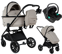 Детская коляска Pituso Mayla Plus 3 в 1 с автокреслом Santiso Pro Black Beige/Black