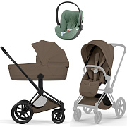 Коляска Cybex Priam V Matt Black Style Cloud T Leaf Green Plus 3 в 1 Coconut Brown