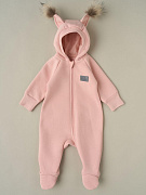 Комбинезон Little Star Рысенок с капюшоном футер с начесом 30321 (ЧЗ-мз) пудровый 68