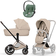 Коляска Cybex Priam V Rosegold Style Cloud T Leaf Green Plus 3 в 1 Cozy Beige