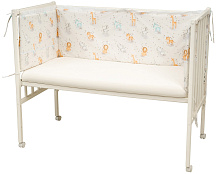 Борт в кроватку Indigo Лесные зверята из 4-х частей, с рюшкой, чехлы съемные, поплин львята