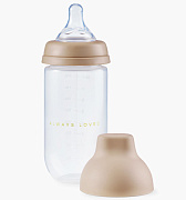 Бутылочка силиконовая Happy Baby с крышкой и соской 250 мл 10031 brown