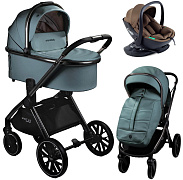 Детская коляска AmaroBaby Motus Premium Ecco 4 в 1 с автокреслом Rant Miro Moca и базой лагуна