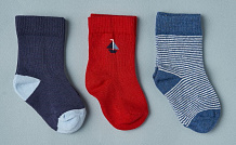 Носочки тонкие Little Star кораблик/полоски/красный/синий, 7-9 см 1