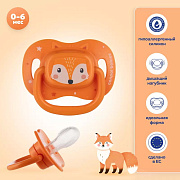 Пустышка силиконовая Canpol babies Cute Animals симметричная 0-6 мес 34/924 оранжевая лиса