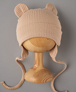 Шапочка-котелок Little Star Мишка с завязками 84010 бежевый 38