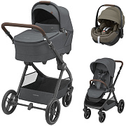 Коляска детская Maxi-Cosi Oxford Plus 3 в 1 с автокреслом Pebble 360 Pro Twillic Truffle 1978204110 PlusTwillic Graphite/Графит