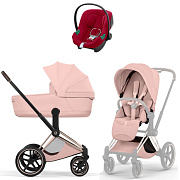 Коляска Cybex Priam V Rosegold Style Aton B2 Dynamic Red 3 в 1 Peach Pink