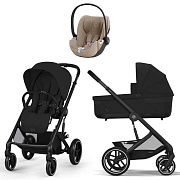 Коляска Cybex Balios S Lux BLK complete Cloud T Cozy Beige Plus 3 в 1 Moon Black с дождевиками