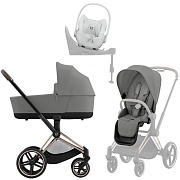 Коляска Cybex Priam IV Rosegold complete Cloud T Urban Mobility White Base T 4 в 1 Mirage Grey