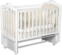 Детская кроватка Антел Дарина 1 (маятник универсальный,колесо) белый