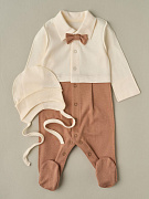 Комбинезон и шапочка-котелок Little Star Джентльмен 30392 (ЧЗ-мз) сливочный/карамельный 62