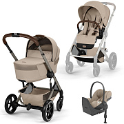 Коляска Cybex Balios S Lux Fold Cot TPE Cloud T Cozy Beige Plus Base T 4 в 1 Almond Beige с дождевиками