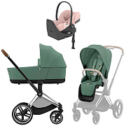 Коляска Cybex Priam IV Chrome Brown complete Cloud T Peach Pink Plus Base T 3 в 1 Leaf Green