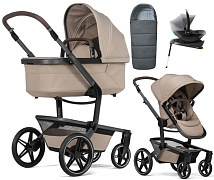 Детская коляска 4 в 1 Joolz Day 5 и автокресло Baby-Safe Core Frost Grey и база Baby-Safe Core без адаптеров + конверт в подарок Sandy taupe
