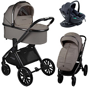 Детская коляска AmaroBaby Motus Premium Ecco 4 в 1 с автокреслом Rant Miro Dark Grey и базой мокко