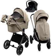 Детская коляска AmaroBaby Genius 3 в 1 с автокреслом Rant Miro Black бежевый