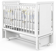 Детская кроватка Indigo Classic маятник, колеса белая аляска