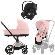 Коляска 3 в 1 Cybex Priam IV Rosegold complete и автокресло Aton B2 i-Size Volcano Black Peach Pink