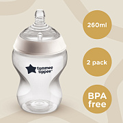 Бутылочка для кормления Tommee Tippee Closer to nature, 260 мл., 0+, 2 шт.