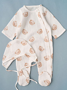 Комплект 2 пр. комбинезон и чепчик муслин Little Star мишки, крем 62