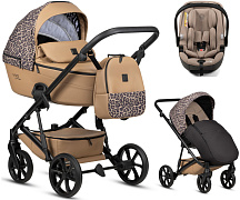 Детская коляска Tutis Viva 6 Plus Wild Elegance 3 в 1 с автокреслом Beno Beige Savannah Brown