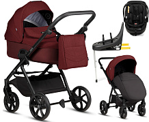 Детская коляска Tutis Leo 3 Plus 4 в 1 с автокреслом Beno Black и базой 1582220 Burgundy