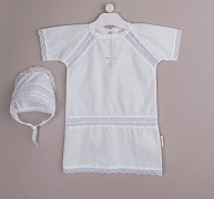 Крестильный набор НаследникЪ Выжанова (рубашка+чепчик) КР-1 белый 68