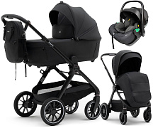 Коляска Agex Prima Pro 3 в 1 с автокреслом i-Safe Black Midnight Grey (Темно-серый)