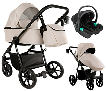 Детская коляска Pituso Tossa 3 в 1 с автокреслом Santiso Pro Black TS/50/07 Beige