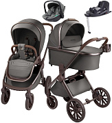 Детская коляска AmaroBaby Motus Premium Ecco Exclusive 4 в 1 с автокреслом Rant Miro Olive и базой серый