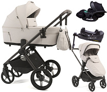 Детская коляска Peppy Soho 4 в 1 с автокреслом Verona Black и базой Taupe (бежевый), рама серо-бежевый