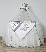 Комплект в кроватку Lappetti Звездочет для овальной кроватки 6 предметов 6061 Серый